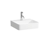 LAUFEN VAL lavabo con enjuague manual, sin agujero para grifo, con rebosadero, 450x420mm, H815281A001091, Color: Blanco con LCC Activo