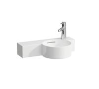 LAUFEN VAL lavabo con enjuague manual, sin agujero para grifo, repisa izquierda, con rebosadero, recortable, 550x315mm, H815284A008131, Color: Blanco con LCC Activo