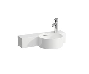 LAUFEN VAL lavabo con enjuague manual, sin agujero para grifo, repisa izquierda, con rebosadero, recortable, 550x315mm, H815284A008131, Color: Blanco con LCC Activo