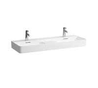 LAUFEN VAL lavabo doble, 3 agujeros para grifo, con rebosadero, 1200x420mm, centro semiseco, H814282A001081, Color: Blanco con LCC Activo
