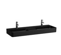 LAUFEN VAL lavabo doble, 3 agujeros para grifo, sin rebosadero, 1200x420mm, centro semiseco, H8142827161581, Color: Negro Mate