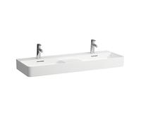 LAUFEN VAL lavabo doble, 3 agujeros para grifo, sin rebosadero, 1200x420mm, centro semiseco, H8142827571581, Color: blanco mate