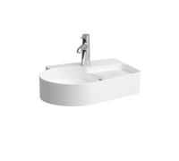 LAUFEN VAL lavabo sobre encimera, 1 agujero para grifo, con rebosadero, 530x400mm, semi-seco derecha, US-suministrado, H8162887571061, Color: blanco mate