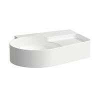 LAUFEN VAL Lavabo sobre encimera, sin agujero para grifo, sin rebosadero, 530x400mm, semiseco a la derecha, lado americano, H816288A001421, Color: Blanco con LCC Activo