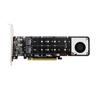 LAUGHERER Adaptador de Tarjeta de ExpansióN Raid PCI-E X16 PCI-E X16 a M.2 M-Key NVME X4SSD Raid de 4 Discos de Doble Cara
