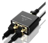 LAUGHERER Divisor Ethernet de plástico 1 en 2 salidas de alta velocidad 1000 Mbps RJ45 adaptador divisor para routers de cable Cat5/5E/6/7/8 y más