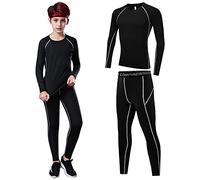 Laughhe Conjunto Ropa Interior Termica de Compresión para Niños, Medias de Camisa Atlética para niños, Ropa Interior Deportiva de Secado Rápido, para niños, Entrenamiento de fútbol, Correr Trotar