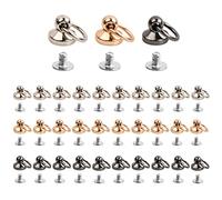 Laughhe Juego de 30 Remaches de Latón Remaches de Botón de Metal de 10mm 3 Colores Perno de Remache Anillo en O Clavo Tornillo DIY Cuero Craft Monedero Caja Del Cinturones Tornillos Accesorio