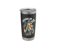 Laughlin Nevada USA Cowgirl con diseño de pistola estilo occidental Vaso térmico de acero inoxidable de doble pared
