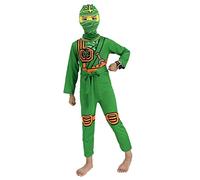 laughZuaia Disfraz de guerrero ninja para niños, Halloween, cosplay, vestido para fiestas, juego de rol para niños (110, verde)