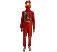 laughZuaia Disfraz de guerrero ninja para niños, Halloween, cosplay, vestido para fiestas, juego de rol para niños (110, rojo)