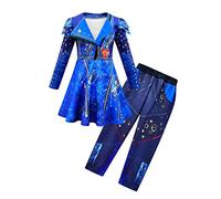 laughZuaia Divertido disfraz de cosplay de lujo con chaleco + chaqueta + pantalón Descendants 3 veces Evie Clásico Disfraz de Halloween para adultos Niños Regalos (140, Evie)