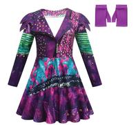 laughZuaia Niños Niñas Cremallera Vestido Guantes Conjunto Princesa Rojo Rosa Azul Cosplay Disfraces (130 veces)
