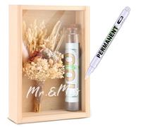 LAUMOE Regalos creativos de dinero de boda, regalo de boda para novios, regalo de dinero, boda, regalo de madera, dinero con caja de madera+flores secas+tubo de ensayo+marcador (estilo 2)
