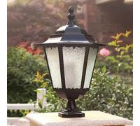 LAUMZX Poste de luz for exteriores, lámpara pilar antioxidante aluminio fundido a presión, linterna paisaje exterior vintage for villa, puerta, cerca, base E27, impermeable, acabado negro(28*48CM)