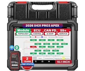 LAUNCH X431 PRO3 APEX OBD2 - Herramienta de diagnóstico para mecánico, codificación en línea, tarjeta de topología, CAN FD y DoIP, 50+ servicios, diagnóstico de todo sistema, funciones de guía, FCA y