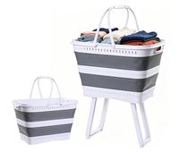Laundry Basket - Foldable Laundry Hamper | 26L Elevated Organizer | Waterproof with Drain, Space Saving Elevated Legs, for Home Bathroom Bedroom Kitchen Camping Toy Snack Food Fruit Vegetable
