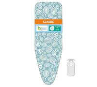 LaundrySpecialist Classic - Funda para tabla de planchar (2 capas, espuma de 3 mm, 100% algodón BCI, permeable al vapor, cierre de cordón, se ajusta hasta 42 × 124 cm), hojas de almendra