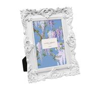 Laura Ashley 4x4 Gold Ornate Textured Hand-Crafted Resin Picture Frame with Easel & Hook for Tabletop & Wall Display, Decorative Floral Design Home Decor, Photo Gallery, Art, More (4x4, Gold)