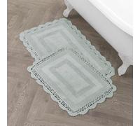 Laura Ashley Alfombra de baño Absorbente Reversible de Ganchillo Suave y Afelpada, 100% algodón, Juego de 2 Piezas, Color Verde Salvia