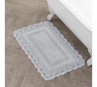 Laura Ashley - Alfombra de baño (algodón, 24 x 40 cm), Color Blanco, Gris Claro, 24x40 in.