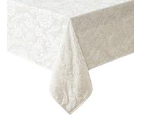 Laura Ashley Annaleigh - Mantel de Tela Jacquard, Resistente a Las Arrugas, para Comedor, Vacaciones, Fiestas, Bodas o Banquetes, 60 x 102 Pulgadas, Color Marfil