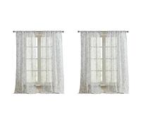 Laura Ashley Barnette - Cortinas para Ventana con Bolsillo para Barra, 84 Pulgadas de Largo, Juego de 4 Paneles, Filtro de luz Semitransparente, Color Azul