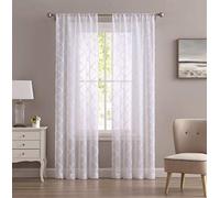 Laura Ashley Berwyn - Cortinas Transparentes con Bolsillo para Barra, Cada Panel Mide 38 Pulgadas de Ancho x 108 Pulgadas de Largo, Color Blanco, 2 Paneles