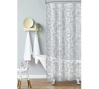 Laura Ashley - Cortina de Ducha de PEVA Gris, Elegante decoración de baño, Mide 70 x 72 Pulgadas, Impermeable