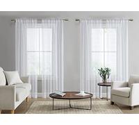 Laura Ashley Cortinas Transparentes Blancas con Bolsillo para Barra, Cada Panel Mide 38 Pulgadas de Ancho x 84 Pulgadas de Largo, Lehman, 4 Paneles