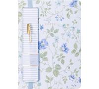 Laura Ashley Diario de escritura de tapa dura de tela de alta calidad con bolígrafo, 256 páginas a rayas, elegante diseño floral, perfecto para diarios, notas y regalos (azul - A5-6-x-8 pulgadas)