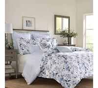 Laura Ashley | Edredón de Lujo Ultra Suave, Juego de Ropa de Cama Premium para Todas Las Estaciones, Elegante diseño Delicado para decoración del hogar, algodón, Azul cabaña, Individual