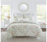 Laura Ashley Edredón ultrasuave de Lujo, Juego de Ropa de Cama Premium para Todas Las Estaciones, diseño Elegante y Delicado para decoración del hogar, 100% algodón, Azul/Verde/Rosa, tamaño King