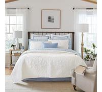 Laura Ashley Felicity Collection edredón: Ropa de Cama Ultra Suave para Todas Las Estaciones, Colcha Reversible y Elegante con Fundas a Juego, Algodón, Blanco, Matrimonio