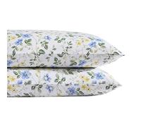Laura Ashley Home - Colección Satén - Juego de Fundas de Almohada de 2 Piezas - 100% algodón, Sedoso Suave y Luminoso, Ropa de Cama Resistente a Las Arrugas, Prado Floral