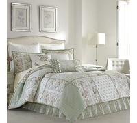 Laura Ashley Home | Edredón Ultra Suave de Lujo, Juego de Cama Premium para Todas Las Estaciones, Elegante diseño Delicado para decoración del hogar, algodón, Salvia, matrimonial
