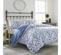 Laura Ashley Home Elise Bonus - Juego de Funda de edredón ultrasuave de Lujo de 3 Piezas, Ligero y cómodo, diseño Elegante para decoración del hogar, tamaño King, Color Azul Medio