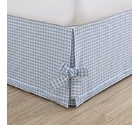 Laura Ashley Home - Falda de Cama con Volantes de algodón, Ligera y Estilo clásico (Azul Oscuro, Queen)