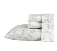 Laura Ashley Home| Fawna Collection | Juego de sábanas de Franela de algodón 100% Suave, Antiarrugas, antidecoloración, Resistente a Las Manchas e hipoalergénicas (King, Gris)
