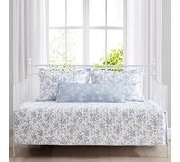 Laura Ashley Home | Juego de Cama para sofá Cama Ligero y Acogedor, Reversible, para Todas Las Estaciones con Fundas a Juego y Funda de Almohada, algodón, Azul, Individual