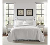 Laura Ashley Home - Juego de edredón 100, Ropa de Cama Transpirable y Ligera con Fundas a Juego, Prelavado para Mayor suavidad, algodón, Blanco, tamaño King