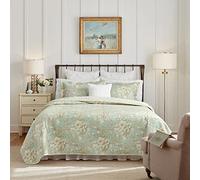 Laura Ashley Home - Juego de edredón Individual, Ropa de Cama Reversible de algodón con Funda a Juego, decoración de Dormitorio, Ideal para Todas Las Estaciones (Verde Brompton, Individual)