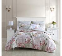 Laura Ashley Home - Juego de edredón King, Ropa de Cama de algodón Reversible, Incluye Fundas a Juego con Fundas Europeas y Almohadas adicionales (Ailyn Pink, King)