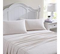 Laura Ashley Home - Juego de sábanas Individuales, Juego de Ropa de Cama de Franela de algodón, Cepillado para Mayor suavidad y Comodidad (Rosa Evie, 3 Piezas, Individual)