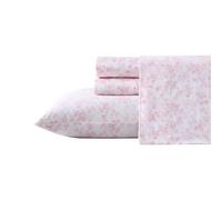 Laura Ashley Home - Juego de sábanas tamaño Queen, Juego de Ropa de Cama de algodón Satinado Suave, Elegante, Suave y Transpirable, Color Rosa Bella