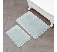 Laura Ashley Juego de 2 alfombras de baño Antideslizantes de 100% algodón, 17 x 24 Pulgadas / 20 x 32 Pulgadas, Color Aguamarina