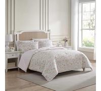 Laura Ashley - Juego de edredón, Ropa de Cama lujosamente Suave con Fundas a Juego y Bolsa de Mano, decoración Casual para el hogar (Rosa Morning Gloria, Queen)