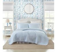 Laura Ashley - Juego de edredón tamaño matrimonial, Ropa de Cama súper Suave con Funda de Almohada a Juego, decoración Casual para el hogar (Rayas Azules Oxford, matrimonial)