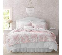 Laura Ashley - Juego de edredón Twin, Ropa de Cama Reversible de algodón con Funda a Juego, decoración Ligera para el hogar para Todas Las Estaciones (Bedford Rosa, Twin)