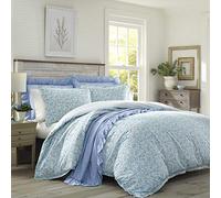 Laura Ashley Juego de edredón ultrasuave, Ropa de Cama Ligera y cómoda, diseño Elegante para decoración del hogar, algodón, Verde Invierno, tamaño Individual